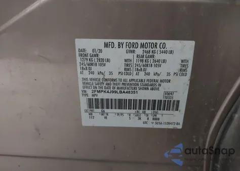 2020 Ford Edge Sel from USA, damaged, VIN 2FMPK4J99LBA48351
